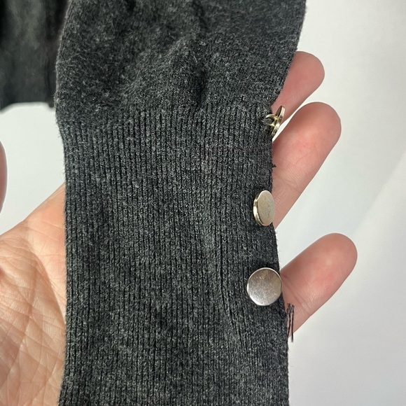 Zara Knit Dark Gray Round Neck Button Sleeve Sweater S - Picture 4 of 4